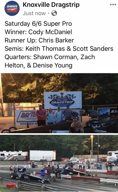 Chris Barker
Knoxville Dragway - R Up
Southeast Six Shooter Series
June 6, 2020

