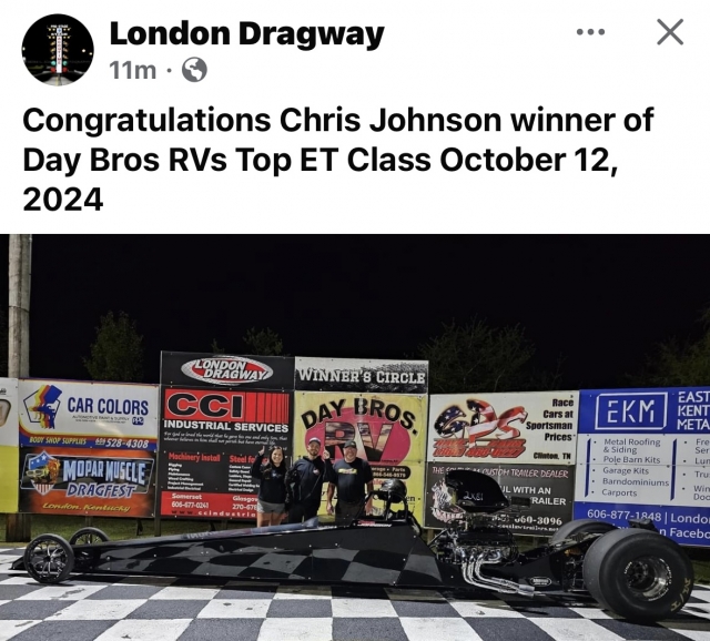 Chris Johnson
London Dragway
Top ET Winner
October 12, 2024
