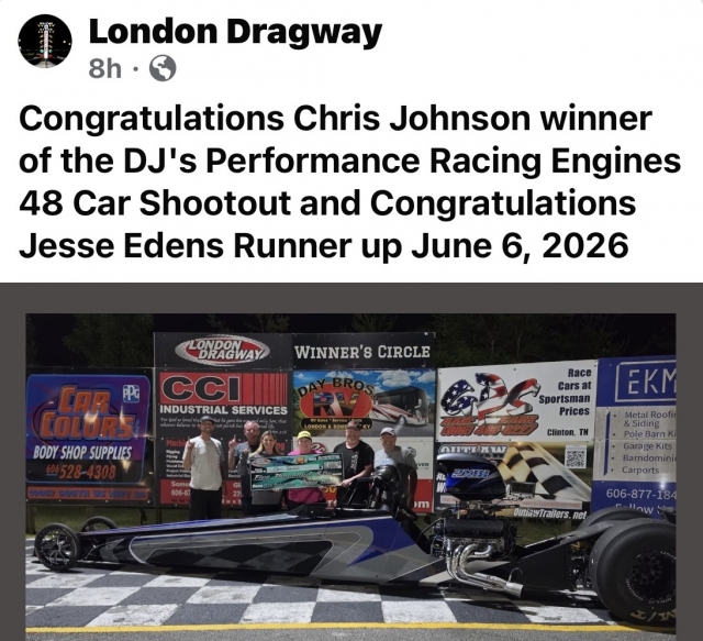 Chris Johnson
London Dragway
DJ's Shootout - Winner
June 6, 2026
